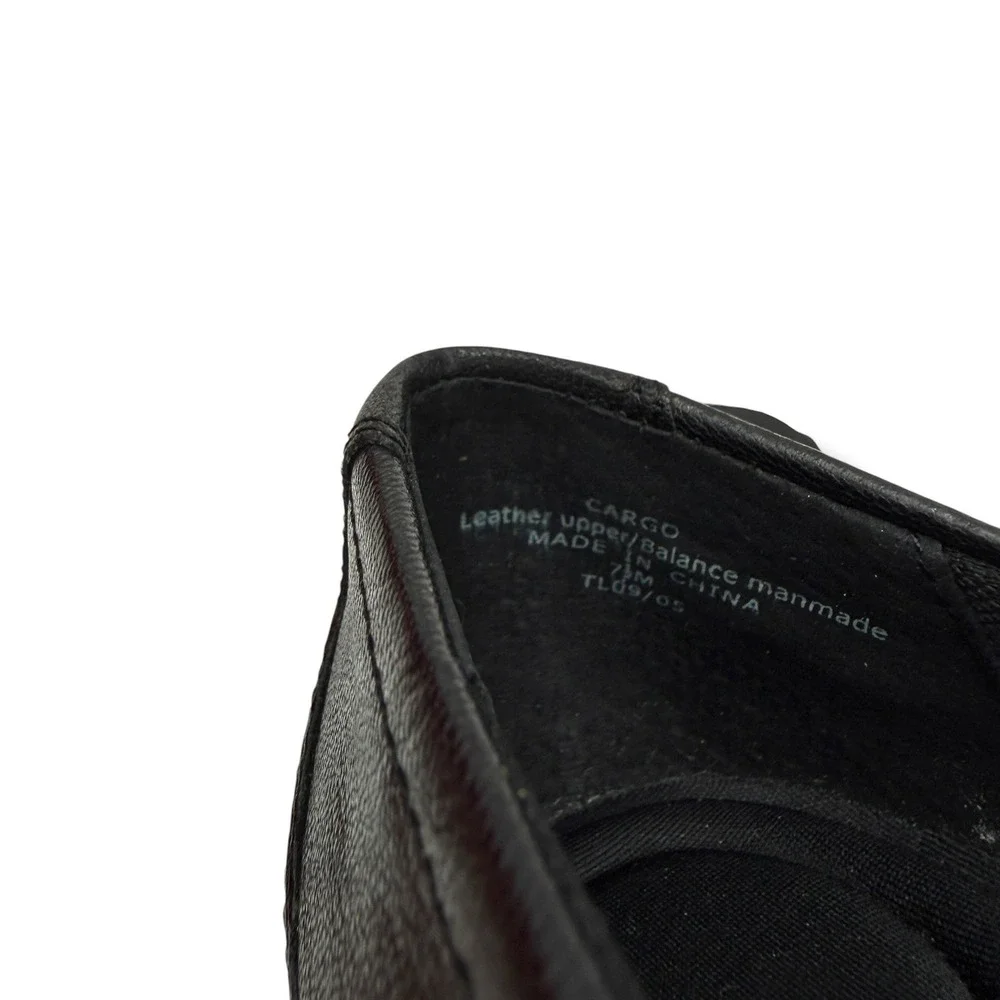 Vintage Liz Claiborne Black Leather Wedge Loafers 7.5 Square Toe Comfort Y2K NEW